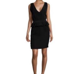 NWT Maje Structured Peplum Dress Black Ruffle Sleeveless V-Neck Size 1 (XS)